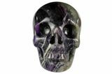 Realistic, Carved, Banded Green & Purple Fluorite Skull #151024-1